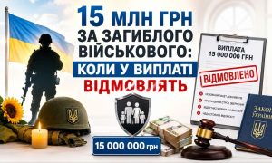 15 млн грн за загиблого військового: візуалізація відмови у виплаті. Солдат, прапор, шолом, гроші, документ "Відмовлено".