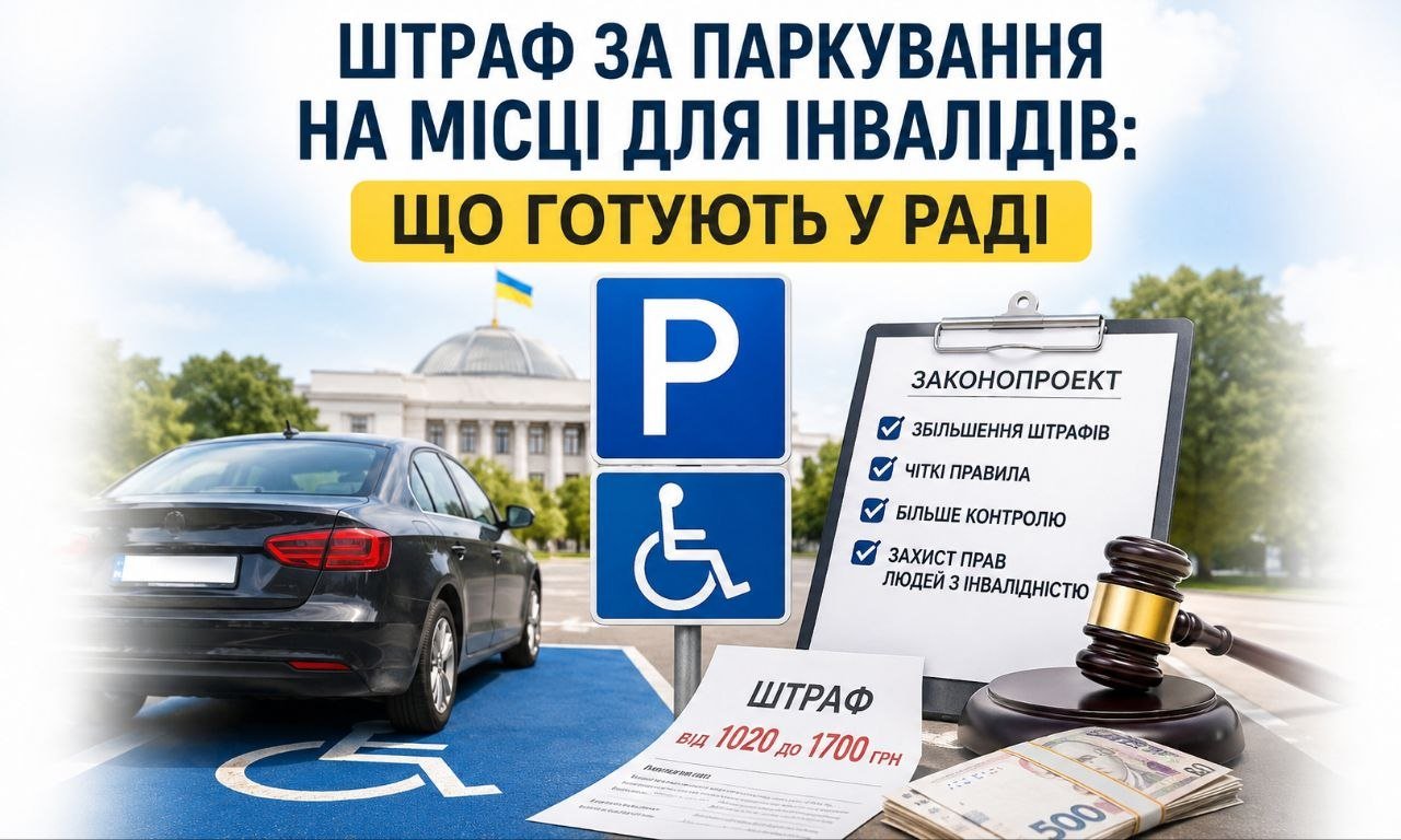 Порожнє паркувальне місце для інвалідів на асфальті — законопроєкт №15403-2 пропонує жорсткіші штрафи за паркування без права.