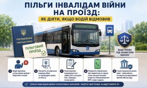 Пільги ветеранів війни на проїзд: зображення автобуса, посвідчення інваліда війни та покрокова інструкція, як діяти при відмові водія.