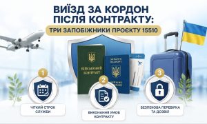 Виїзд за кордон після контракту: літак, валіза з прапором України, військовий контракт, паспорт та три запобіжники проєкту №15510: строк служби, виконання умов, безпекова перевірка.