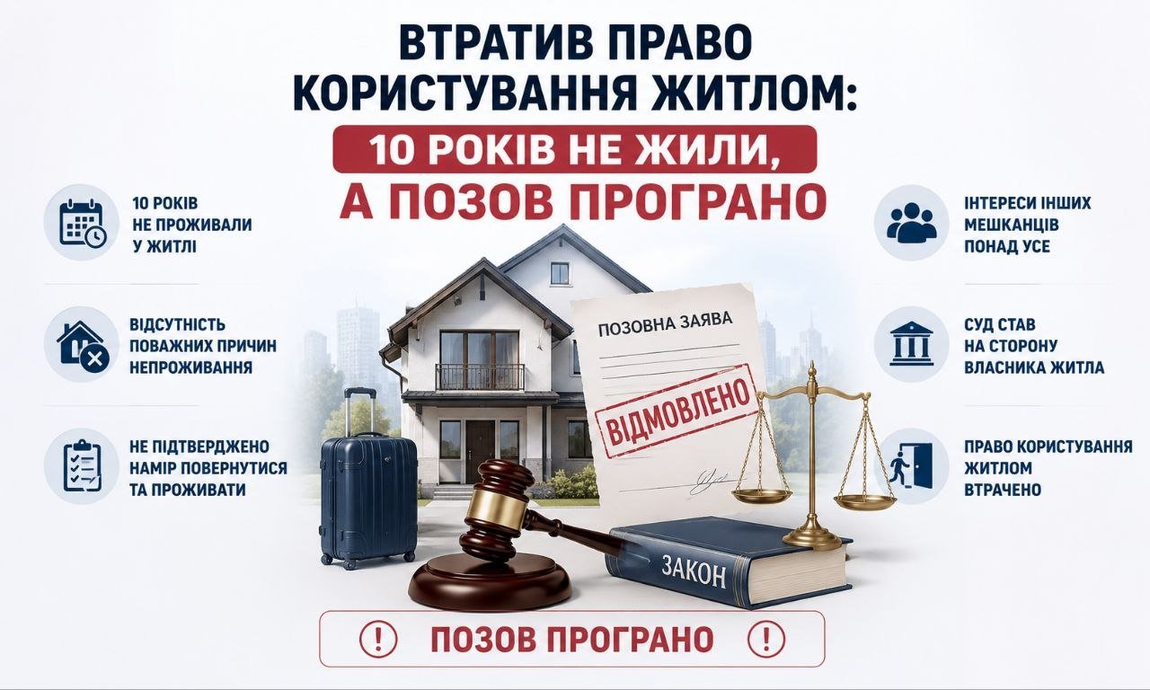 Втратив право користування житлом: 10 років не жили, а позов програно