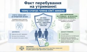Інфографіка, що пояснює, чому для отримання виплат недостатньо статусу члена сім'ї та як довести факт перебування на утриманні через фінансову залежність.